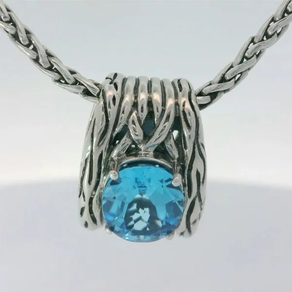 Sterling Silver Blue Topaz Pendant w/17