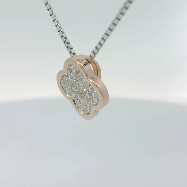 Sterling Silver White Sapphire  Clover Pendant w/18-20