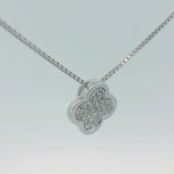 Sterling Silver White Sapphire Clover Pendantw/18-20