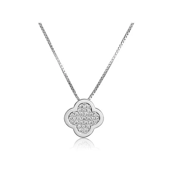 Sterling Silver White Sapphire Clover Pendant Chipper's Jewelry Bonney Lake, WA