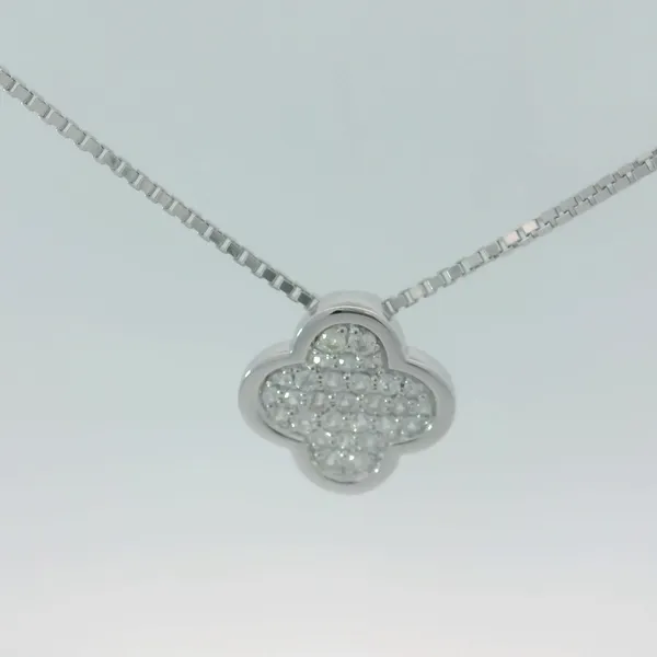 Sterling Silver White Sapphire Clover Pendantw/18-20