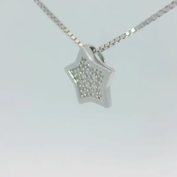 Sterling Silver White Sapphire Star Pendant w/18-20