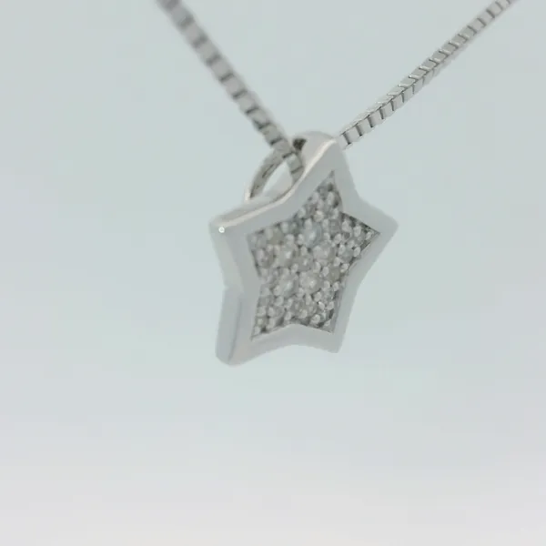 Sterling Silver White Sapphire Star Pendant w/18-20
