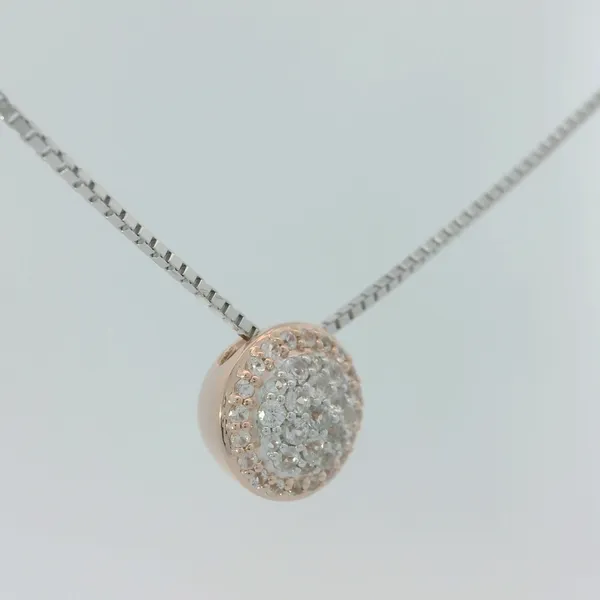 Sterling Silver White Sapphire Round Pave Pendant w/16-18