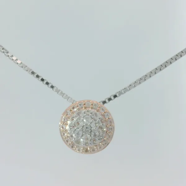 Sterling Silver White Sapphire Round Pave Pendant w/16-18