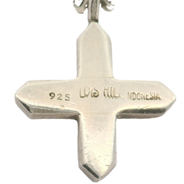 Vintage Sterling Silver Lois Hill Cross Pendant w/ 18
