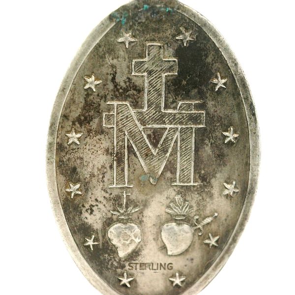 Vintage Sterling Mother Mary Pendant w22