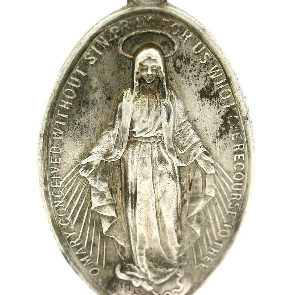 Vintage Sterling Mother Mary Pendant w22