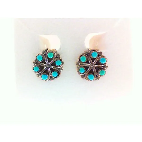 Genuine Turquoise Sterling Silver Native American Clip-on Earrings Chipper's Jewelry Bonney Lake, WA