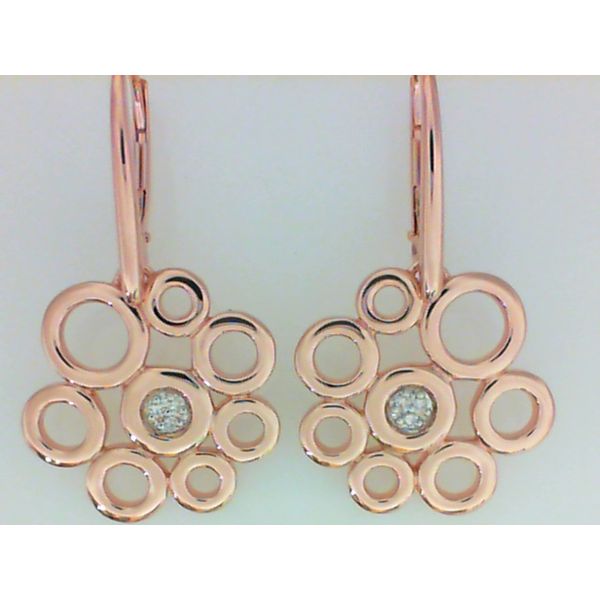 Sterling Silver Rose Colored Lever Back Earrings with Round Diamonds Chipper's Jewelry Bonney Lake, WA