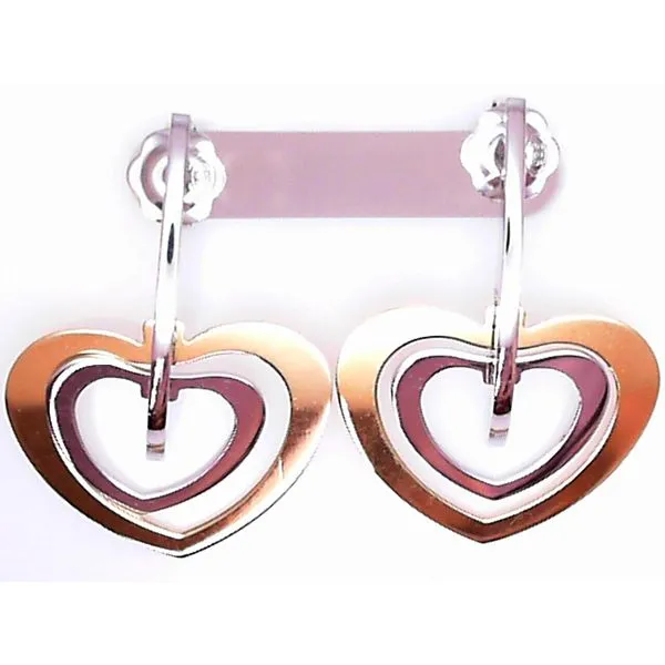 Sterling Silver Inner Heart & Outer Heart Throb Earrings with Yellow Gold Plating Chipper's Jewelry Bonney Lake, WA