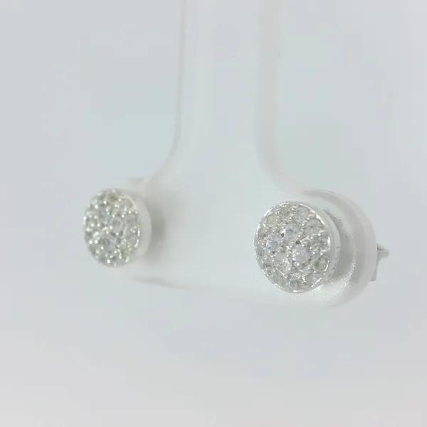 Sterling Silver White Saphire Cluster Stud Earrings Image 4 Chipper's Jewelry Bonney Lake, WA