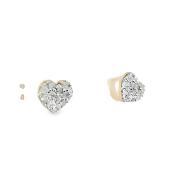 Sterling Silver White Sapphire Heart Stud Earrings Rose Gold Plated Image 3 Chipper's Jewelry Bonney Lake, WA