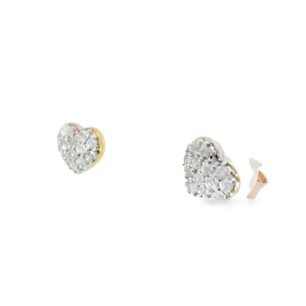 Sterling Silver White Sapphire Heart Stud Earrings Rose Gold Plated Image 4 Chipper's Jewelry Bonney Lake, WA