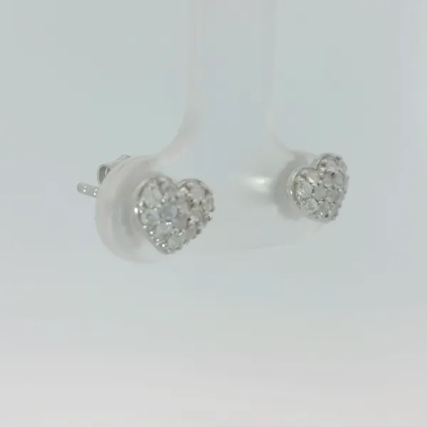 Sterling Silver White Sapphire Heart Stud Earrings Image 3 Chipper's Jewelry Bonney Lake, WA