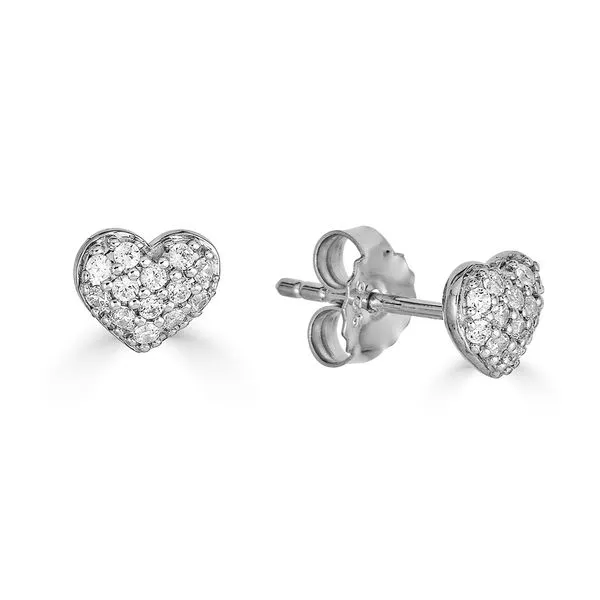 Sterling Silver White Sapphire Heart Stud Earrings Chipper's Jewelry Bonney Lake, WA