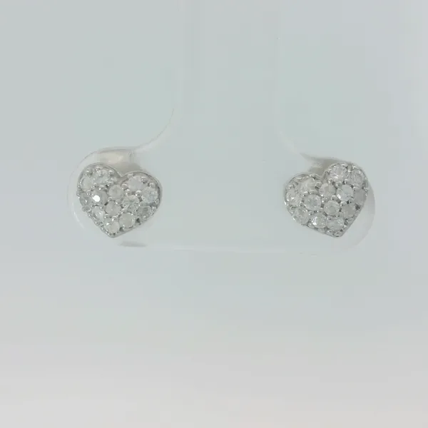 Sterling Silver White Sapphire Heart Stud Earrings Chipper's Jewelry Bonney Lake, WA