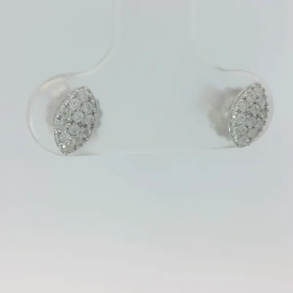 Sterling Silver White Sapphire Marquise Cluster Stud Earrings Image 3 Chipper's Jewelry Bonney Lake, WA