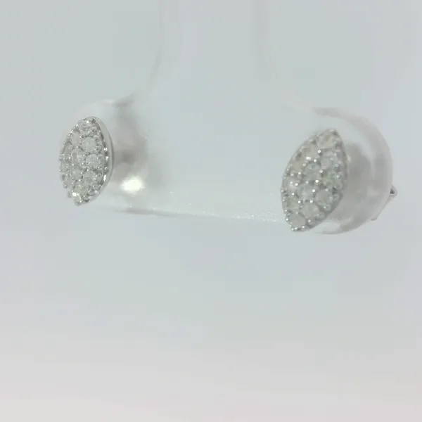 Sterling Silver White Sapphire Marquise Cluster Stud Earrings Image 4 Chipper's Jewelry Bonney Lake, WA