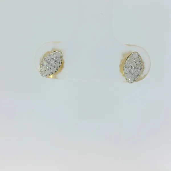 Sterling Silver White Sapphire Marquise Cluster Stud Earrings Yellow Gold Plated Chipper's Jewelry Bonney Lake, WA