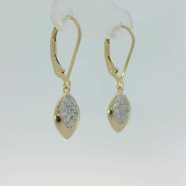 Sterling Silver White Sapphire Dangle Earrings Yellow Gold Plated Image 3 Chipper's Jewelry Bonney Lake, WA