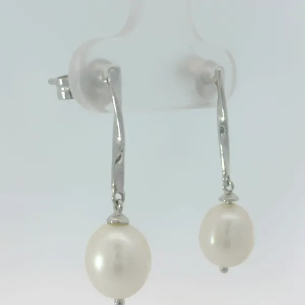 Sterling Silver Freshwater Pearl Drop Earrings Image 2 Chipper's Jewelry Bonney Lake, WA
