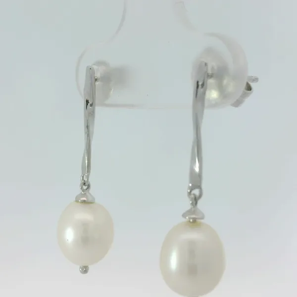 Sterling Silver Freshwater Pearl Drop Earrings Image 3 Chipper's Jewelry Bonney Lake, WA
