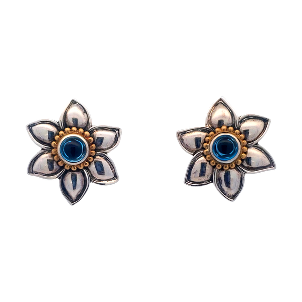 Sterling Silver 18K Gold Accent Blue Topaz Earrings Chipper's Jewelry Bonney Lake, WA