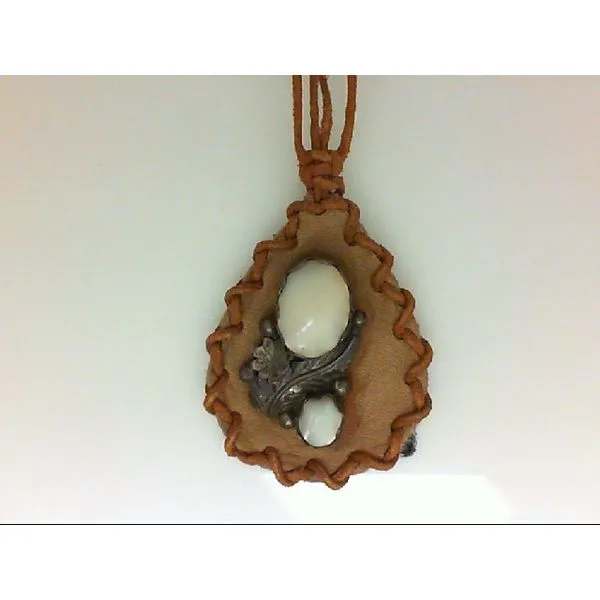 Mother of Pearl Sterling Silver Pendant on Leather Necklace Chipper's Jewelry Bonney Lake, WA