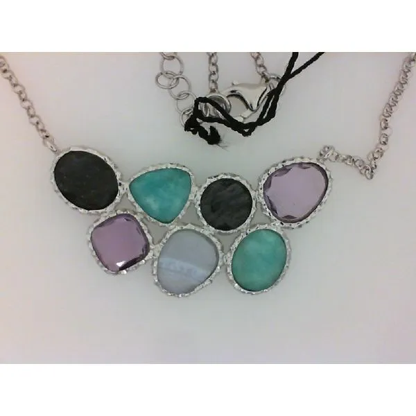 Sterling Silver Amethyst, Blue Aventurine, Amazonite & Blue Lace Agate Necklace Image 2 Chipper's Jewelry Bonney Lake, WA