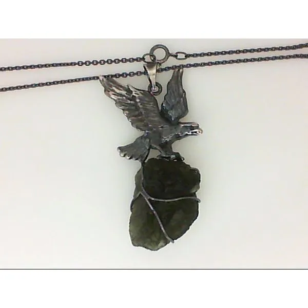 Moldavite Pendant w/925 Eagle, 21" Chain Chipper's Jewelry Bonney Lake, WA