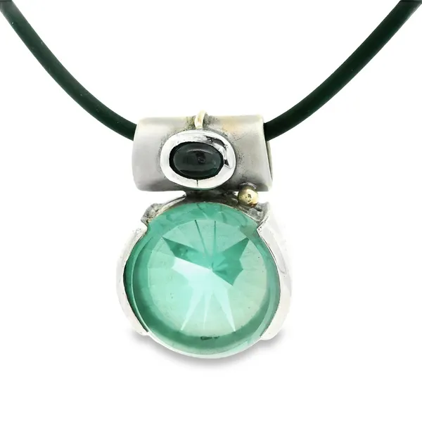 925 Glass Pendant with Sapphire Necklace Chipper's Jewelry Bonney Lake, WA