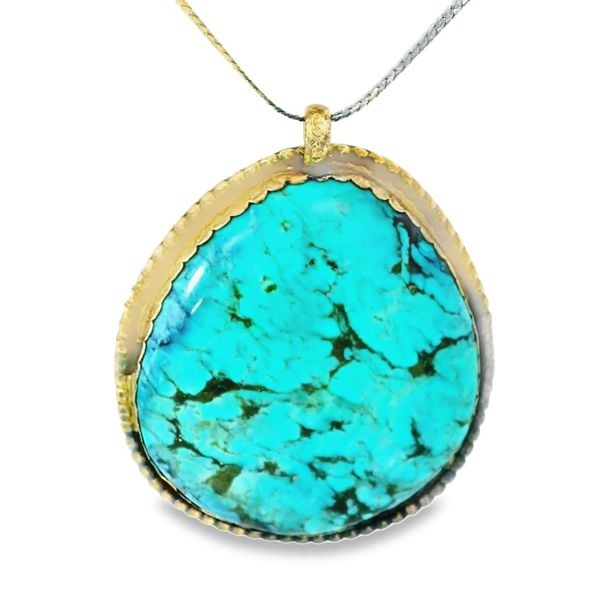 Native American Turquoise Pendant w/24" Sterling Silver Herringbone Chain Chipper's Jewelry Bonney Lake, WA