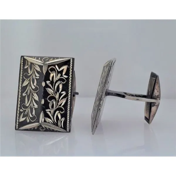 Two-Toned Sterling Silver Retangular Cuff Links Image 2 Chipper's Jewelry Bonney Lake, WA