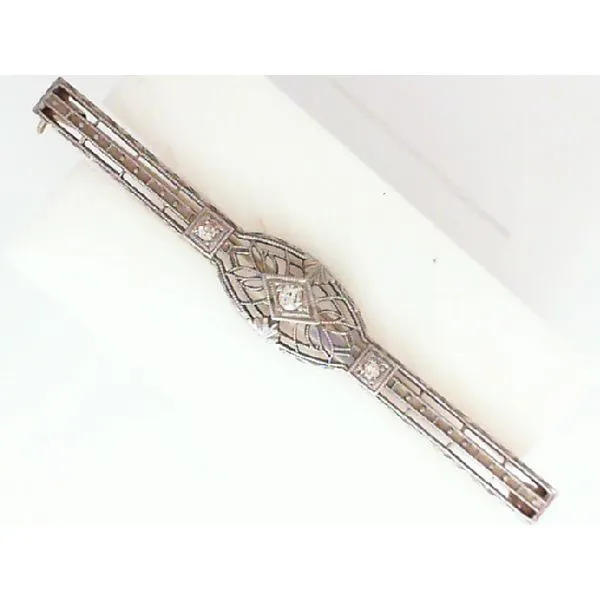 14K White Gold Art Deco Filigree Brooch Chipper's Jewelry Bonney Lake, WA