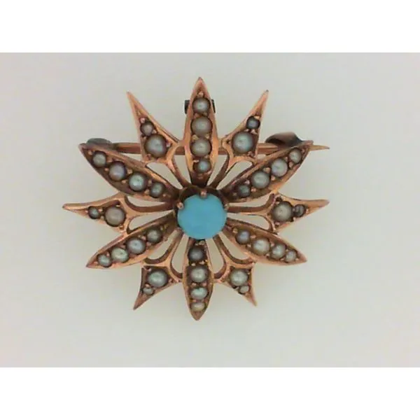 Persian Turq & Seed Pearls. Handmade Turn of the Century Brooch Chipper's Jewelry Bonney Lake, WA