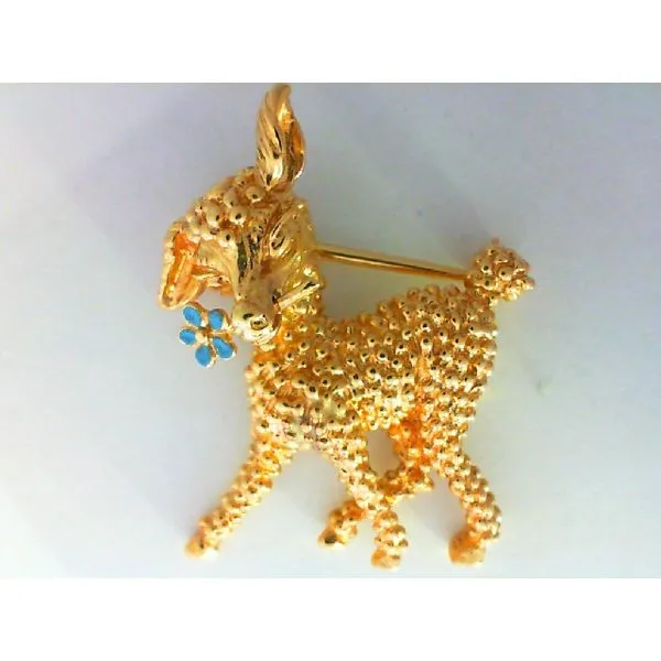 18K Yellow Gold Enameled Lamb Brooch Chipper's Jewelry Bonney Lake, WA