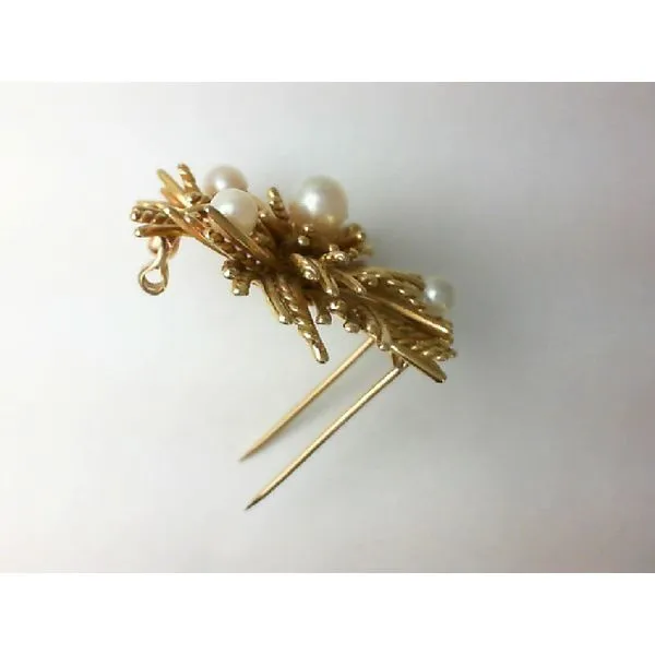 18K Yellow Gold Pin with 5 Akoya Pearls Image 2 Chipper's Jewelry Bonney Lake, WA