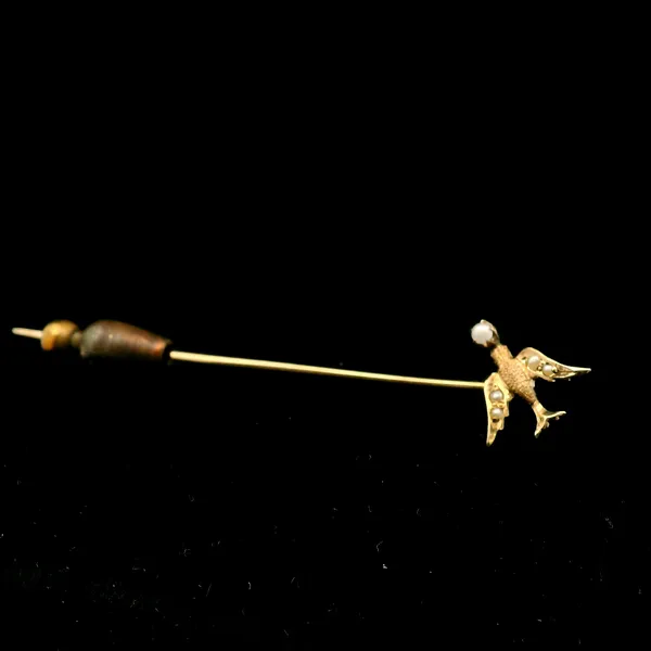 14KY Vintage Pearl Bird Stickpin Chipper's Jewelry Bonney Lake, WA