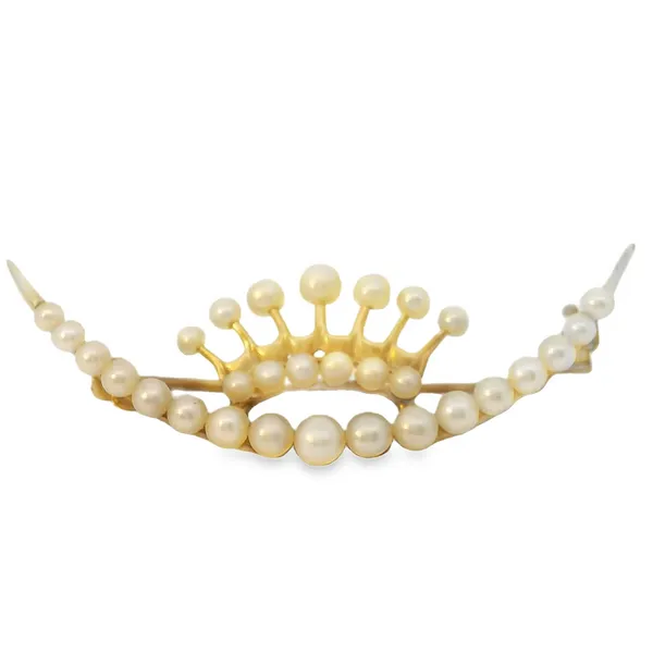 14K Victorian Seed Pearl Moon Crown Brooch Chipper's Jewelry Bonney Lake, WA