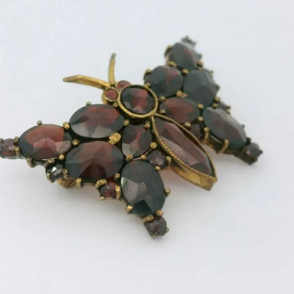 Victorian Gold Filled Garnet Butterfly Brooch Image 3 Chipper's Jewelry Bonney Lake, WA