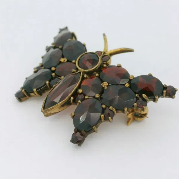 Victorian Gold Filled Garnet Butterfly Brooch Image 4 Chipper's Jewelry Bonney Lake, WA