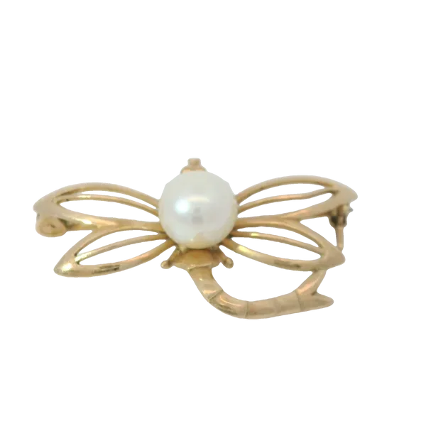 14KY Dragonfly Cultured Pearl Brooch Chipper's Jewelry Bonney Lake, WA