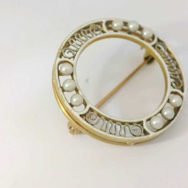 14K Yellow Gold Vintage Seed Pearl Art Deco Pin Image 3 Chipper's Jewelry Bonney Lake, WA