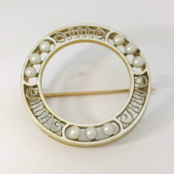 14K Yellow Gold Vintage Seed Pearl Art Deco Pin Chipper's Jewelry Bonney Lake, WA