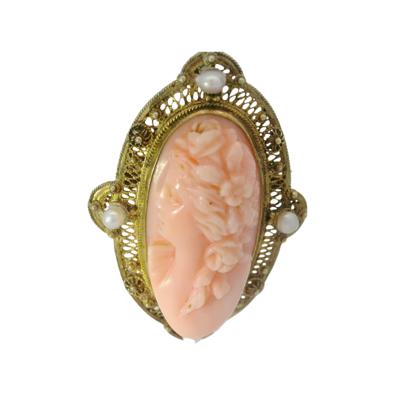 14K Yellow Gold Antique Resin Cameo Brooch Chipper's Jewelry Bonney Lake, WA