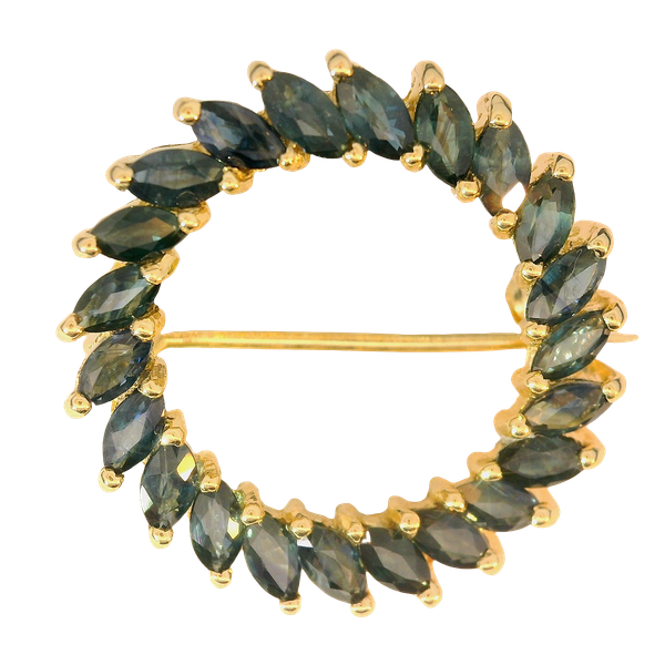 14K Yellow Gold Sapphire Brooch Chipper's Jewelry Bonney Lake, WA