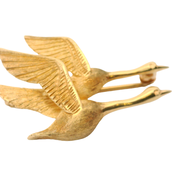 14KY Geese Brooch 31.40mm x 21.40mm. Chipper's Jewelry Bonney Lake, WA
