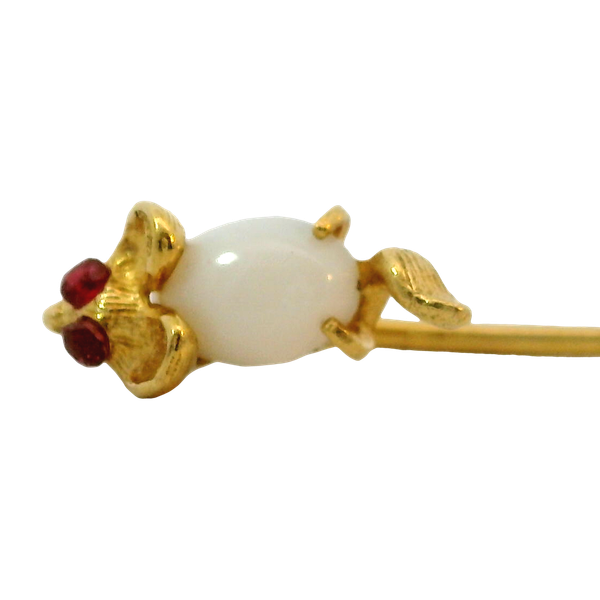 14KY Mouse Stickpin w/ Opal Body and Garnet Eyes. Image 2 Chipper's Jewelry Bonney Lake, WA