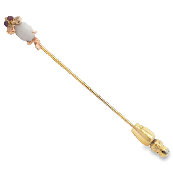 14KY Mouse Stickpin w/ Opal Body and Garnet Eyes. Chipper's Jewelry Bonney Lake, WA